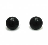 E000491 Sterling Silver Earrings Solid Natural Black Onyx 925